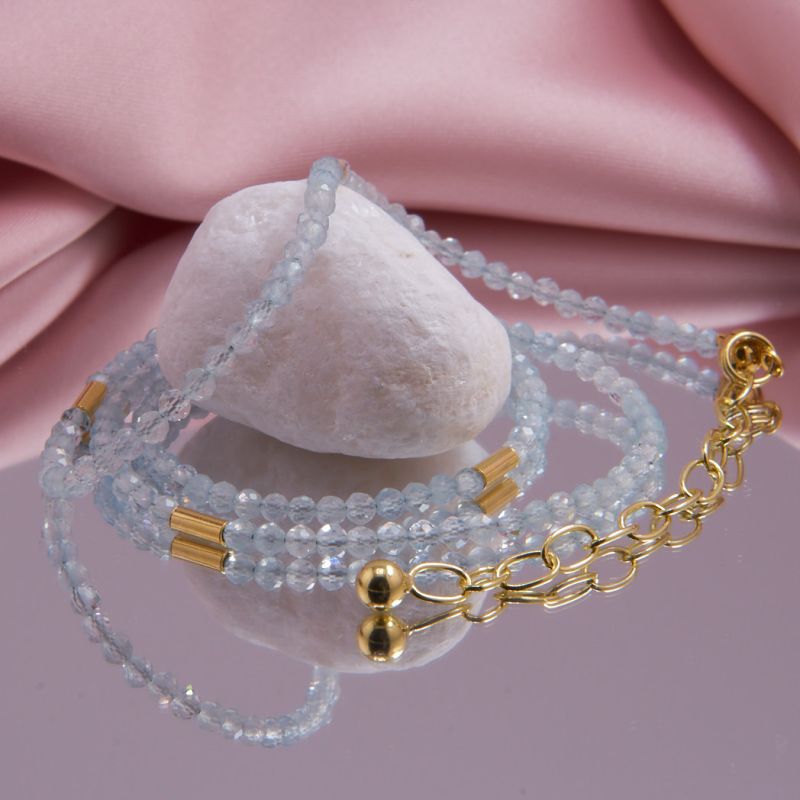 Aquamarin Kette facettiert